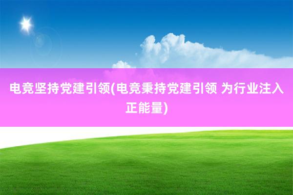 电竞坚持党建引领(电竞秉持党建引领 为行业注入正能量)