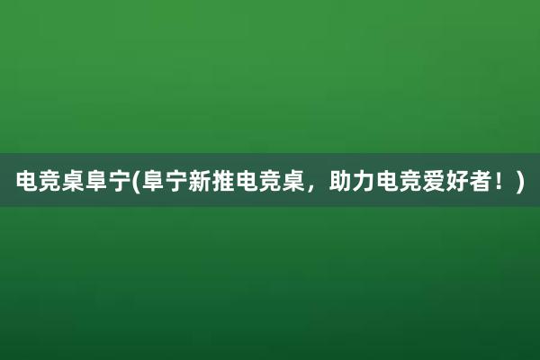 电竞桌阜宁(阜宁新推电竞桌，助力电竞爱好者！)