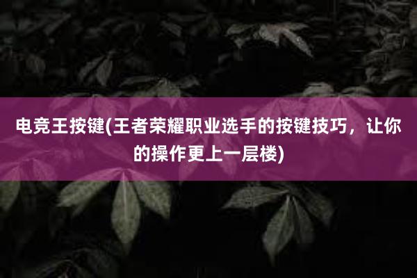 电竞王按键(王者荣耀职业选手的按键技巧，让你的操作更上一层楼)