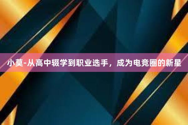 小莫-从高中辍学到职业选手，成为电竞圈的新星