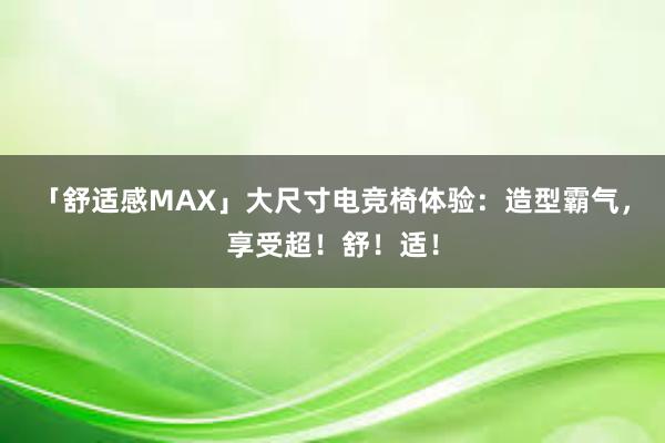 「舒适感MAX」大尺寸电竞椅体验：造型霸气，享受超！舒！适！